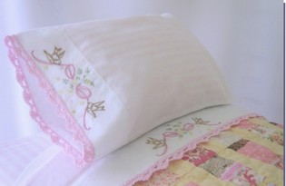 Doll Sheet Set Birds and Bow